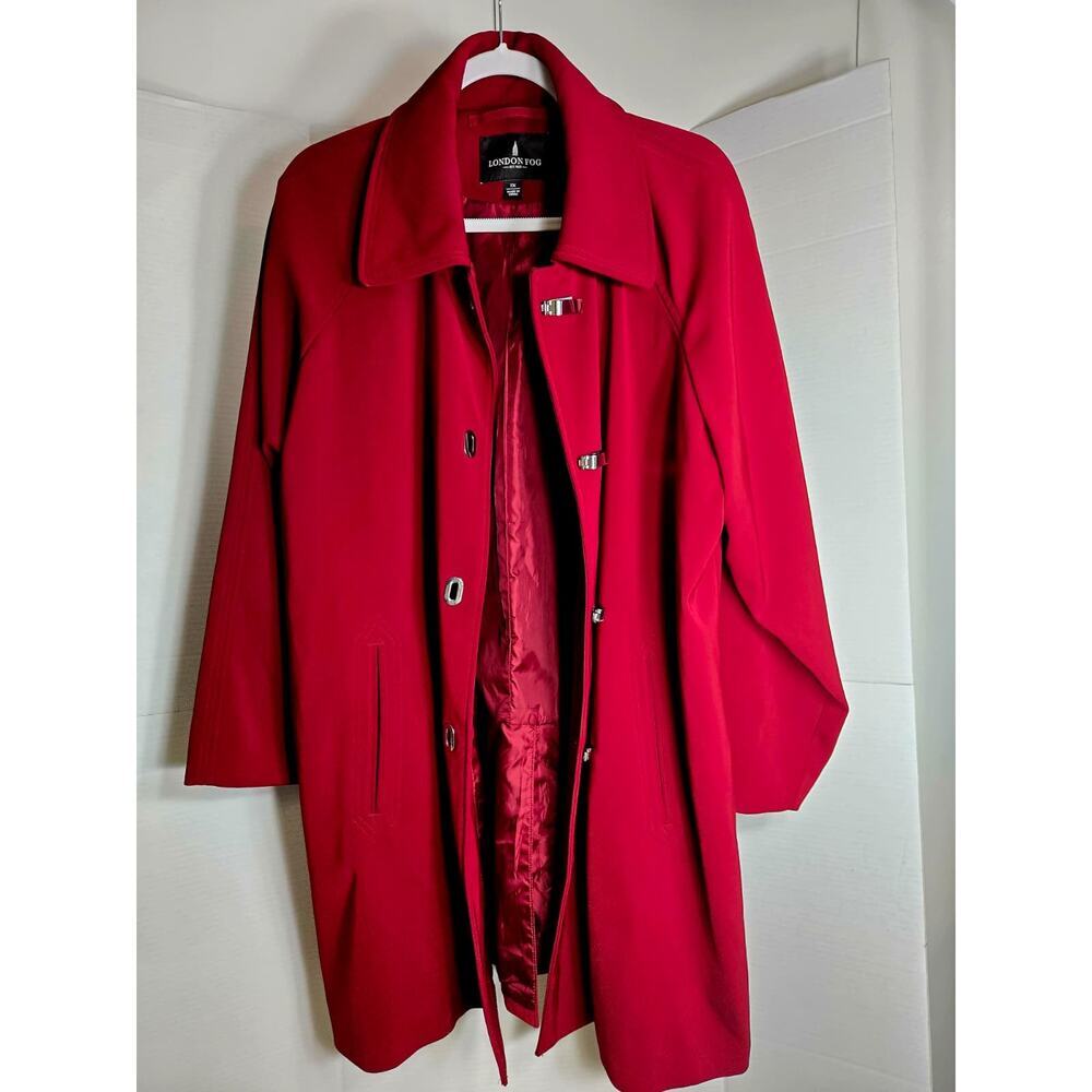 London Fog Rain Trench Coat Size 1x Red Outdoor R… - image 4